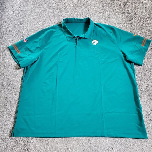 Miami Dolphins Shirt Mens 4xl Green Blue Polo Nike NFL Football Dri Fit On Field - Picture 1 of 10